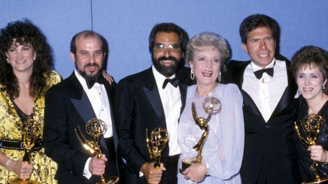 Betty White and the writers of Golden Girls at the Emmy Awards in California in 1986